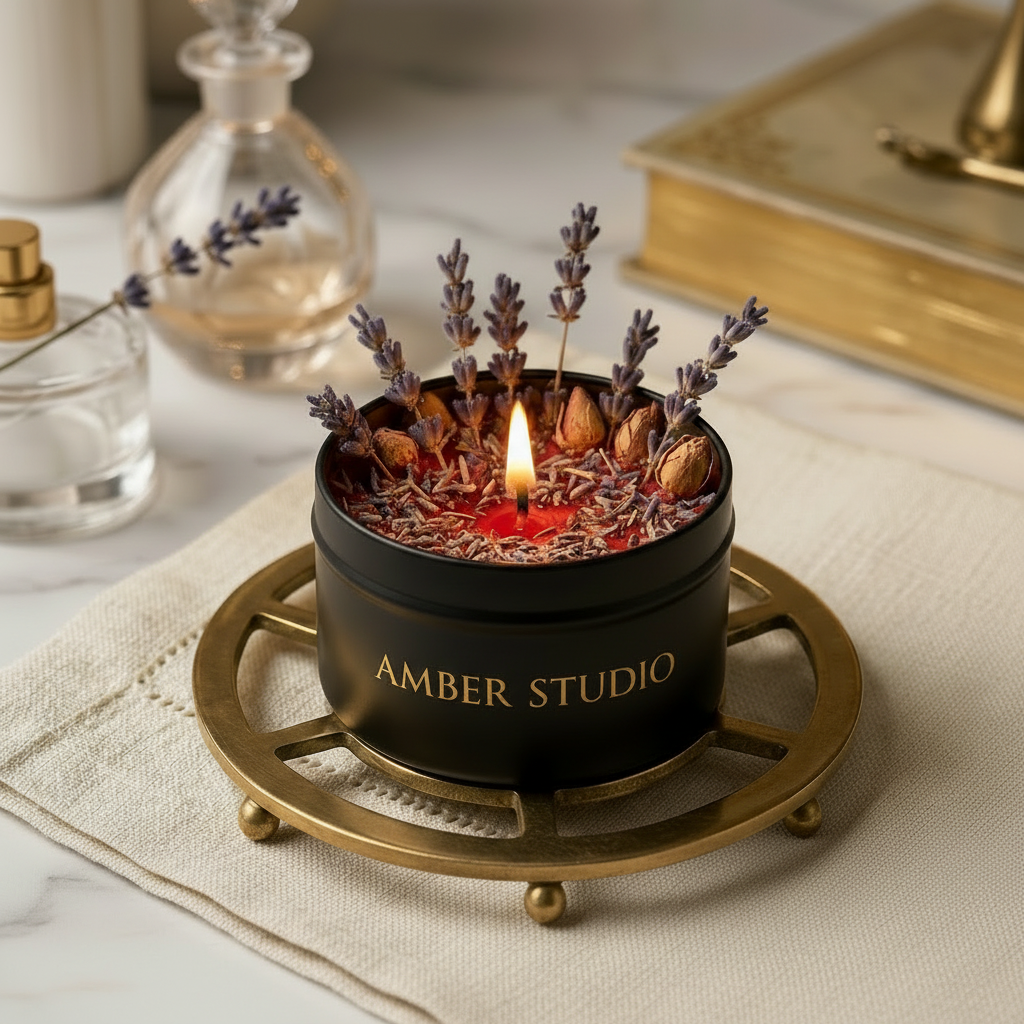 Rose & Lavender Soy Candle – Serene Botanical Blend